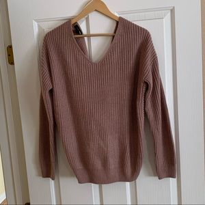 Pink Rose Colored Sweater with Tie Back
